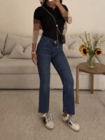 American Eagle Straight Raw Hem jeans-Dark Blue - Image 2