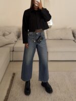Pullandbear Cropped Wide-Leg Jeans –Indigo Blue - Image 2