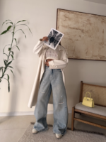 Amisu Distressed Curved-Seam Wide Leg Jean - Image 4