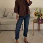 American Eagle Cropped Straight Jeans-Navy