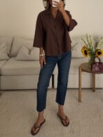 American Eagle Cropped Straight Jeans-Navy