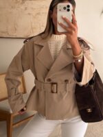 Cropped Belted Trench Jacket - تصویر 3