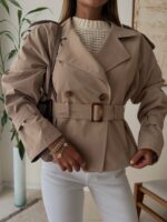 Cropped Belted Trench Jacket - تصویر 4