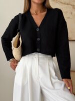 Lumi Knit Cardigan-Jet Black - تصویر 4