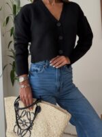 Lumi Knit Cardigan-Jet Black