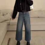 Pullandbear Cropped Wide-Leg Jeans –Indigo Blue
