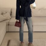 CATTLEYA | Midnight Denim Belted Trenc