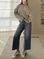 Pullandbear Cropped Wide-Leg Jeans –Indigo Blue - تصویر 2