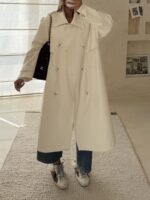 CATTELYA - Ivory Oversized Midi Trench Coat - Image 3