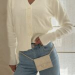 V- Neck Knit Cardigan-Lvory