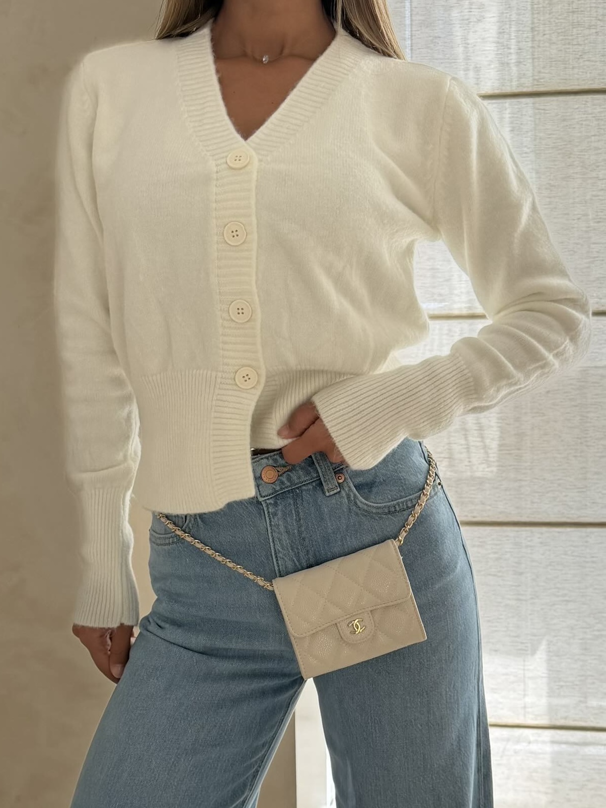 IMG_1292-compressed V- Neck Knit Cardigan-Lvory - Image 1