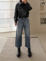 Pullandbear Cropped Wide-Leg Jeans –Indigo Blue - تصویر 4