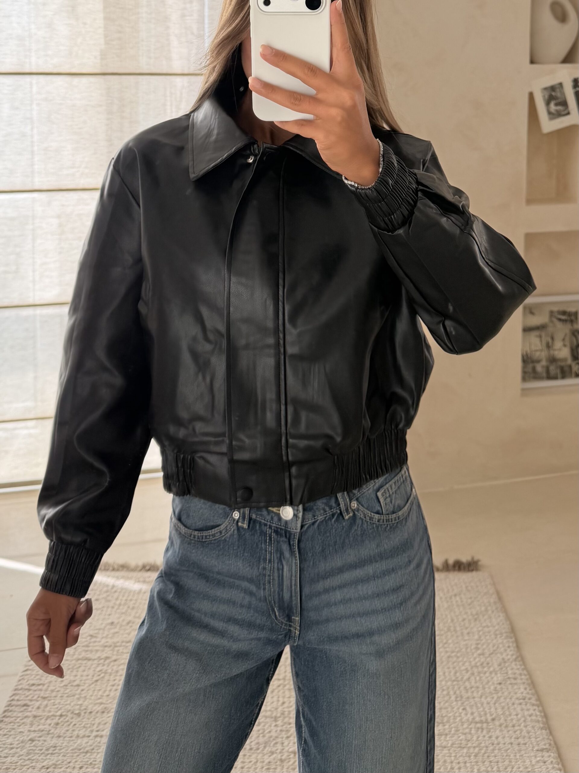 IMG_1297 ZARA Faux Leather Bomber Jacket - Image 1