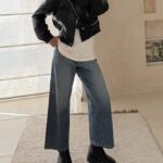 Pullandbear Cropped Wide-Leg Jeans –Indigo Blue