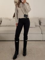 MANGO Polo-Collar Knit Sweater – Light Grey - Image 4