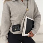 MANGO Polo-Collar Knit Sweater – Light Grey