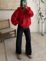 Zip-Up Hoodie with Pockets - تصویر 5