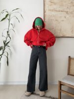 Zip-Up Hoodie with Pockets - تصویر 6