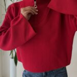 Half - Zip Knit Sweare- Crimson Red