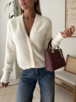 Fuzzy Milky Cloud Cardigan - تصویر 2