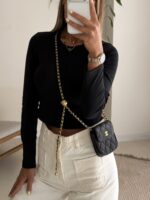 Asymmetric Neck Cropped Top- Black - تصویر 2