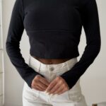 Asymmetric Neck Cropped Top- Black