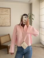 Half - Zip Knit Sweare- Blush Pink - تصویر 4
