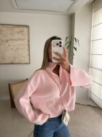 Half - Zip Knit Sweare- Blush Pink - تصویر 5