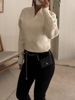 Zip Collar Knit – Soft Ivory - تصویر 4