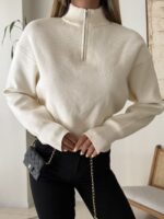 Zip Collar Knit – Soft Ivory - تصویر 3