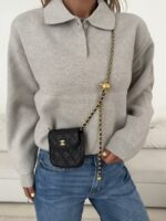 MANGO Polo-Collar Knit Sweater – Light Grey - Image 5