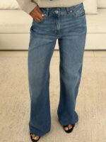 H&M High Rise Wide leg Medium Blue - تصویر 4