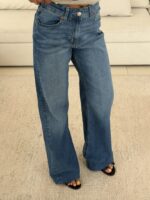 H&M High Rise Wide leg Medium Blue - تصویر 5