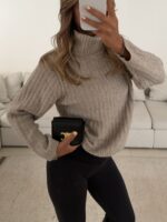ZARA High Neck Knit Sweater – Beige - Image 2
