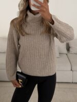 ZARA High Neck Knit Sweater – Beige - Image 3