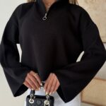Half - Zip Knit Sweare- Jet Black
