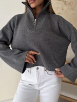 Half - Zip Knit Sweare- London Smoke