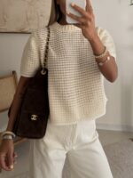 Textured Bouclé Open Knit-Pearl