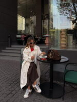 CATTELYA - Ivory Oversized Midi Trench Coat