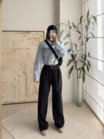 Bershka Cropped Denim Jacket – Blue Mist - تصویر 3