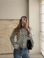 کاردیگن بافت خال‌خالی LILLE | لیل