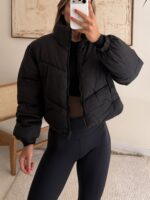 Stradivarius Padded Cropped Jacket – Black - تصویر 2