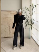 ZARA Cropped Bomber Jacket – Black - تصویر 2