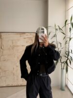ZARA Cropped Bomber Jacket – Black