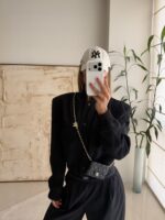 ZARA Cropped Bomber Jacket – Black - تصویر 6