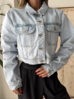 Bershka Cropped Denim Jacket – Blue Mist - تصویر 2