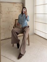 CATTLEYA Wide Leg Pants | Mashroom - تصویر 4