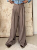 CATTLEYA Wide Leg Pants | Mashroom - تصویر 3